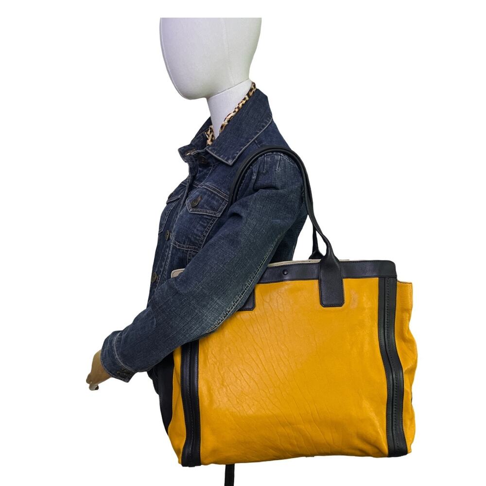 Chloé Alison Large Leather Tote Bag Mustard Yellow Black Colorblock 2013 - Picture 2 of 16